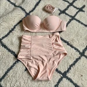 NWT Aerie High Waist Bikini Blush Pink